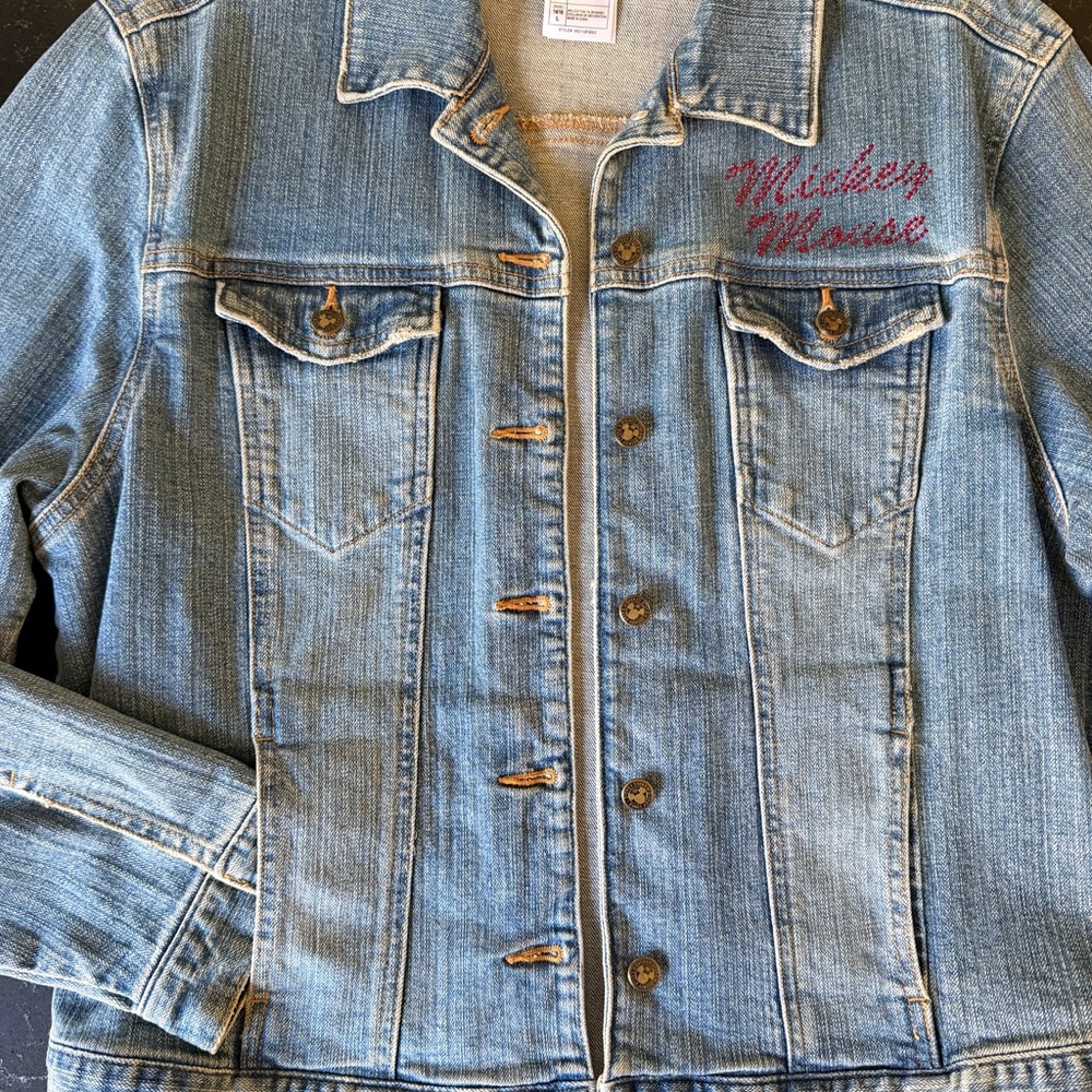Disney Store Vintage Denim Jacket Mickey Mouse girls size 14/16 - Picture 4 of 5
